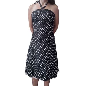 I.N. San Francisco Black & White Polka Dotted Halter Dress Size 5(Juniors)!